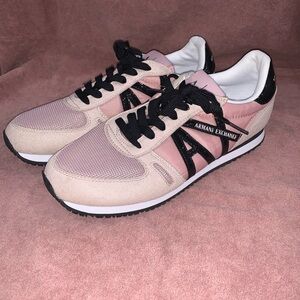 Armani Exchange Women's Pink and Black Sneakers size 8.5